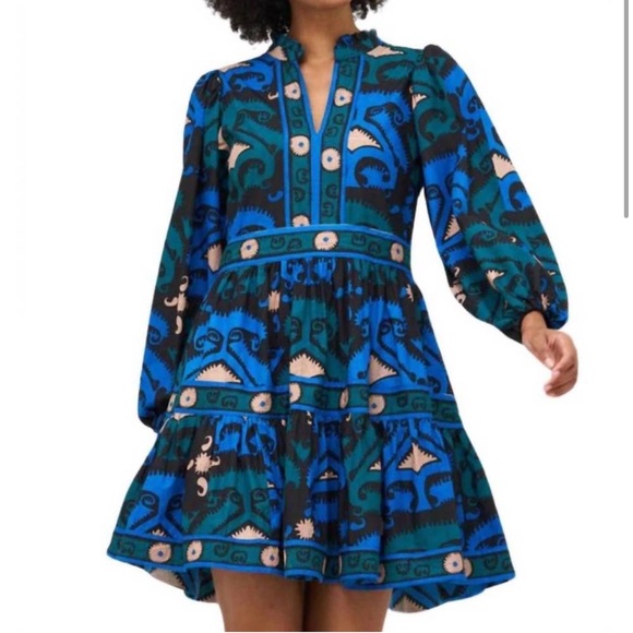 Oliphant Dresses & Skirts - Oliphant Long sleeve Yoke Dress Blue Size Large